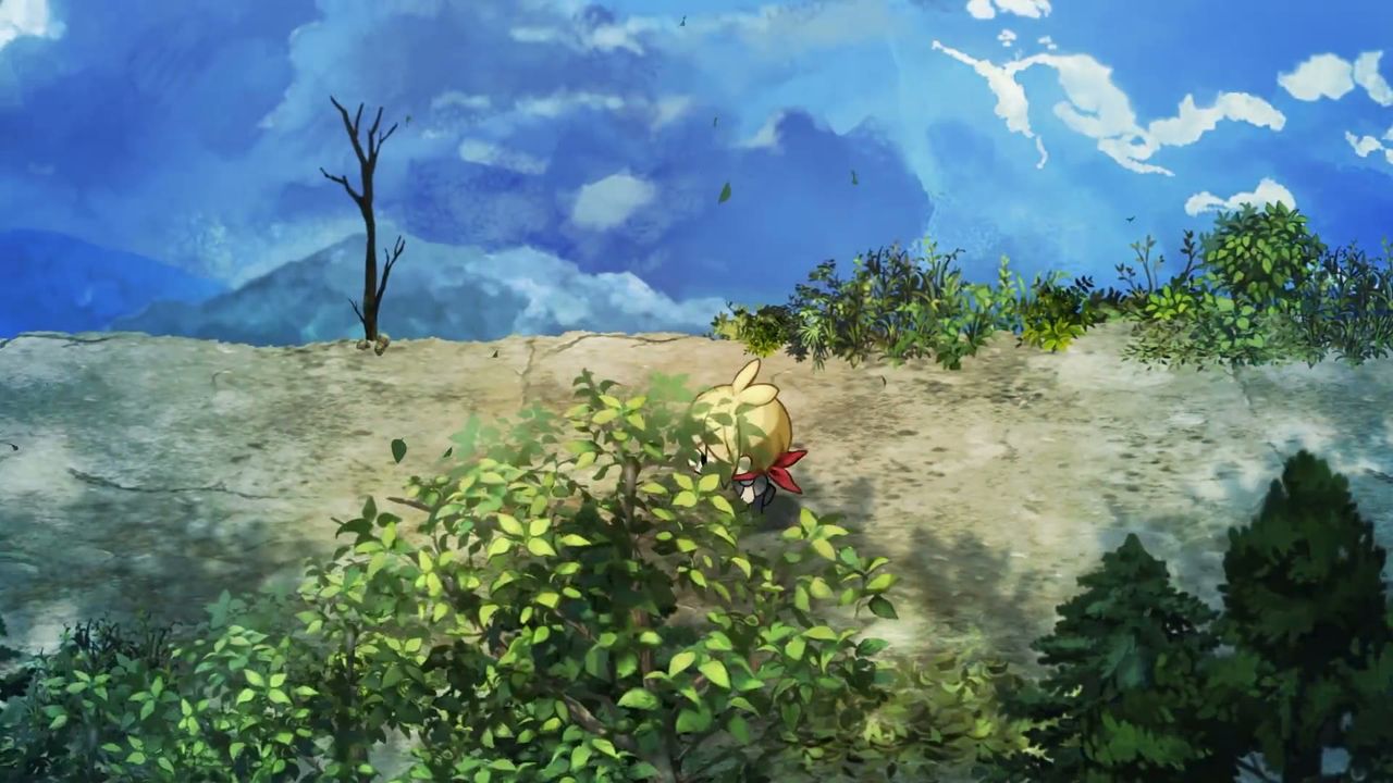 Official Village in the Shade footage: terraced fields and hills above the village